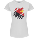 Torn Papua New Guinea Flag Day Football Womens Petite Cut T-Shirt White