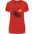 Torn Papua New Guinea Flag Day Football Womens Wider Cut T-Shirt Red