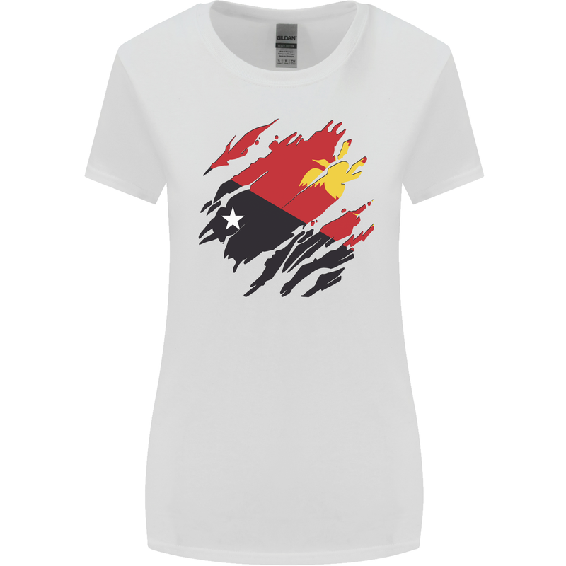 Torn Papua New Guinea Flag Day Football Womens Wider Cut T-Shirt White