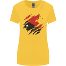 Torn Papua New Guinea Flag Day Football Womens Wider Cut T-Shirt Yellow