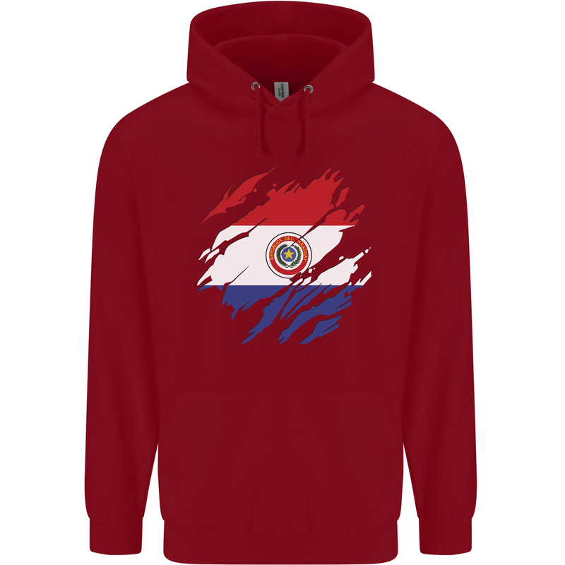Torn Paraguay Flag Paraguayan Day Football Childrens Kids Hoodie Red
