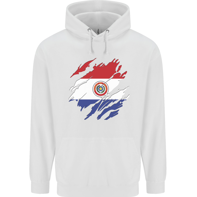 Torn Paraguay Flag Paraguayan Day Football Childrens Kids Hoodie White