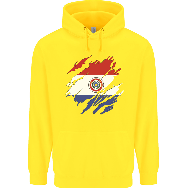 Torn Paraguay Flag Paraguayan Day Football Childrens Kids Hoodie Yellow