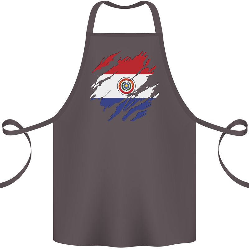 Torn Paraguay Flag Paraguayan Day Football Cotton Apron 100% Organic Dark Grey