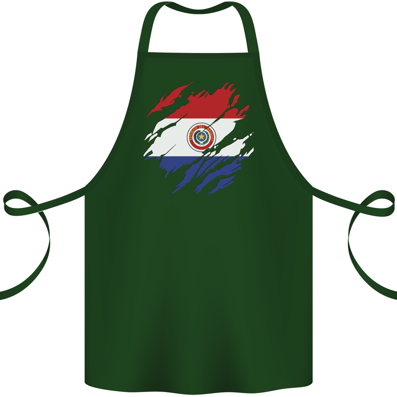 Torn Paraguay Flag Paraguayan Day Football Cotton Apron 100% Organic Forest Green