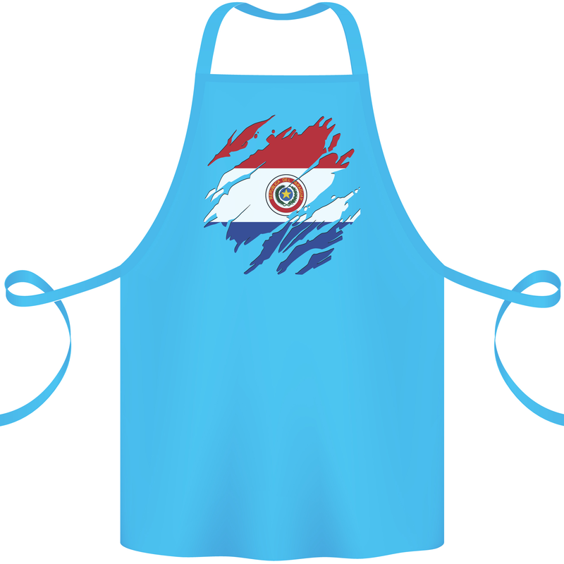 Torn Paraguay Flag Paraguayan Day Football Cotton Apron 100% Organic Turquoise