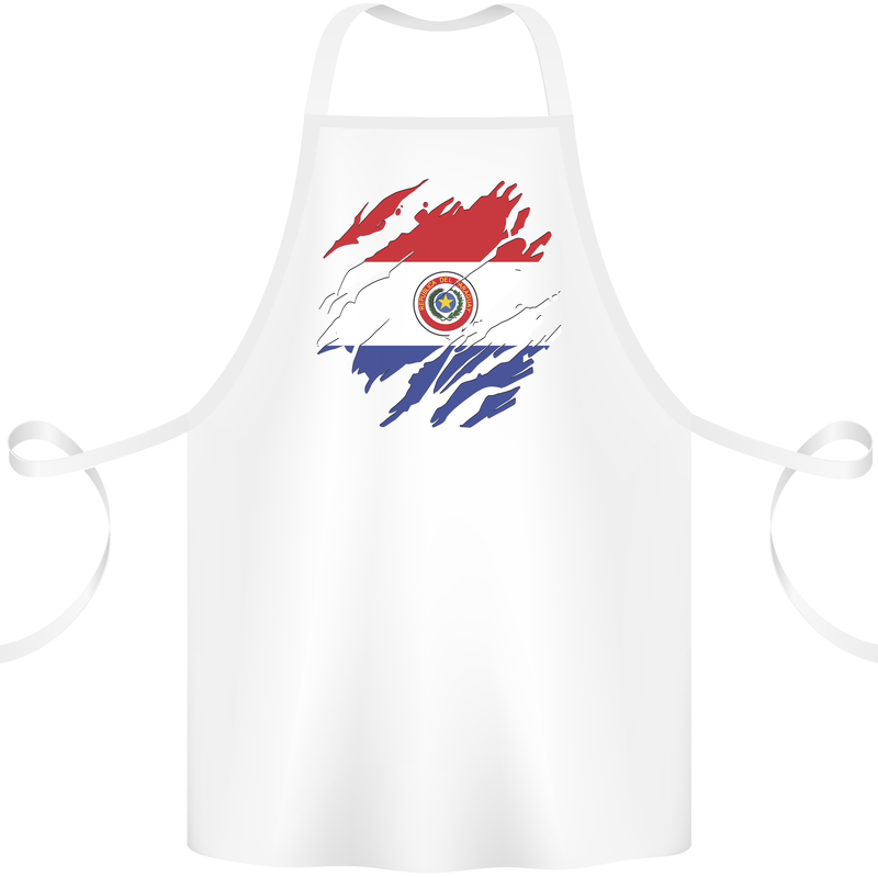 Torn Paraguay Flag Paraguayan Day Football Cotton Apron 100% Organic White