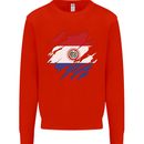 Torn Paraguay Flag Paraguayan Day Football Kids Sweatshirt Jumper Bright Red