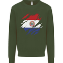 Torn Paraguay Flag Paraguayan Day Football Kids Sweatshirt Jumper Forest Green