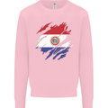 Torn Paraguay Flag Paraguayan Day Football Kids Sweatshirt Jumper Light Pink