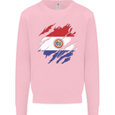 Torn Paraguay Flag Paraguayan Day Football Kids Sweatshirt Jumper Light Pink