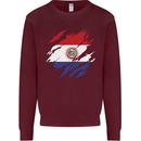 Torn Paraguay Flag Paraguayan Day Football Kids Sweatshirt Jumper Maroon
