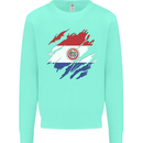 Torn Paraguay Flag Paraguayan Day Football Kids Sweatshirt Jumper Peppermint