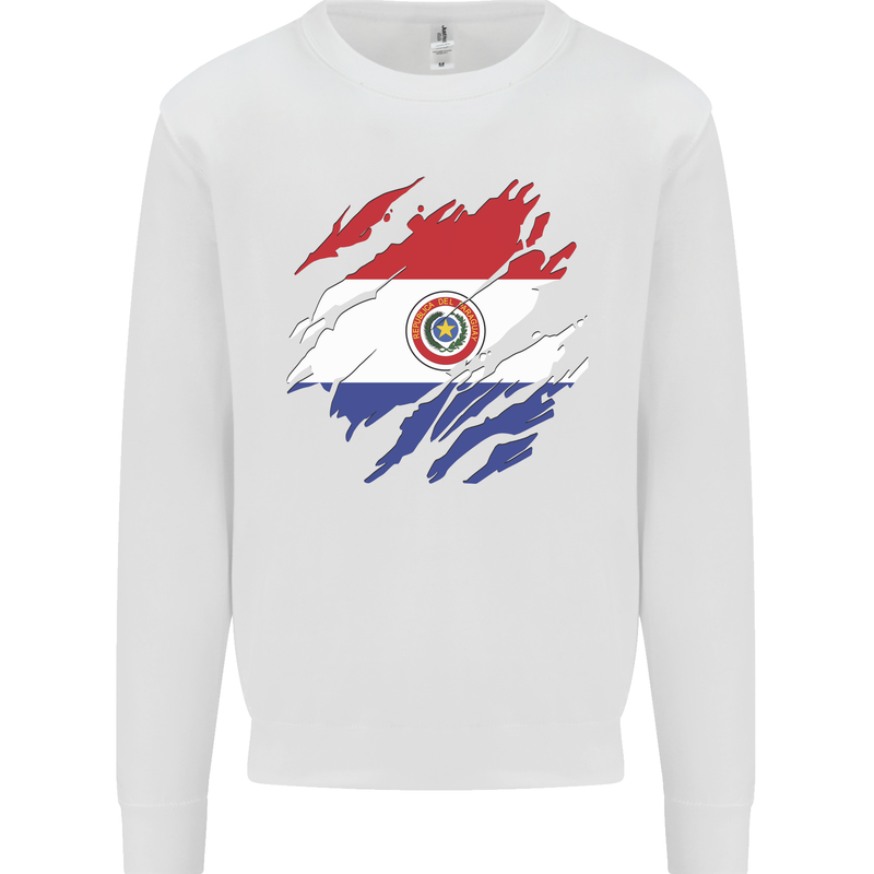 Torn Paraguay Flag Paraguayan Day Football Kids Sweatshirt Jumper White