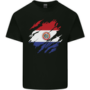 Torn Paraguay Flag Paraguayan Day Football Kids T-Shirt Childrens Black