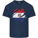 Torn Paraguay Flag Paraguayan Day Football Kids T-Shirt Childrens Navy Blue