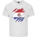 Torn Paraguay Flag Paraguayan Day Football Kids T-Shirt Childrens White