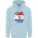 Torn Paraguay Flag Paraguayan Day Football Mens 80% Cotton Hoodie Light Blue