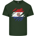 Torn Paraguay Flag Paraguayan Day Football Mens Cotton T-Shirt Tee Top Forest Green