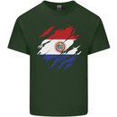 Torn Paraguay Flag Paraguayan Day Football Mens Cotton T-Shirt Tee Top Forest Green