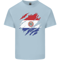Torn Paraguay Flag Paraguayan Day Football Mens Cotton T-Shirt Tee Top Light Blue