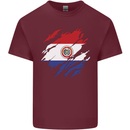Torn Paraguay Flag Paraguayan Day Football Mens Cotton T-Shirt Tee Top Maroon