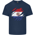 Torn Paraguay Flag Paraguayan Day Football Mens Cotton T-Shirt Tee Top Navy Blue