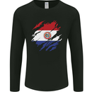 Torn Paraguay Flag Paraguayan Day Football Mens Long Sleeve T-Shirt Black