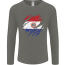 Torn Paraguay Flag Paraguayan Day Football Mens Long Sleeve T-Shirt Charcoal