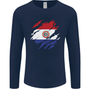 Torn Paraguay Flag Paraguayan Day Football Mens Long Sleeve T-Shirt Navy Blue