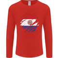 Torn Paraguay Flag Paraguayan Day Football Mens Long Sleeve T-Shirt Red