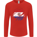 Torn Paraguay Flag Paraguayan Day Football Mens Long Sleeve T-Shirt Red