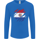 Torn Paraguay Flag Paraguayan Day Football Mens Long Sleeve T-Shirt Royal Blue