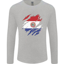 Torn Paraguay Flag Paraguayan Day Football Mens Long Sleeve T-Shirt Sports Grey