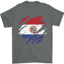 Torn Paraguay Flag Paraguayan Day Football Mens T-Shirt 100% Cotton Charcoal