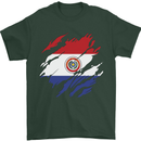 Torn Paraguay Flag Paraguayan Day Football Mens T-Shirt 100% Cotton Forest Green