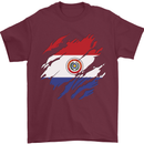 Torn Paraguay Flag Paraguayan Day Football Mens T-Shirt 100% Cotton Maroon