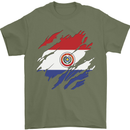 Torn Paraguay Flag Paraguayan Day Football Mens T-Shirt 100% Cotton Military Green