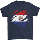 Torn Paraguay Flag Paraguayan Day Football Mens T-Shirt 100% Cotton Navy Blue
