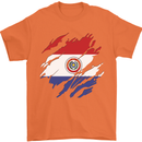 Torn Paraguay Flag Paraguayan Day Football Mens T-Shirt 100% Cotton Orange