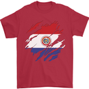 Torn Paraguay Flag Paraguayan Day Football Mens T-Shirt 100% Cotton Red