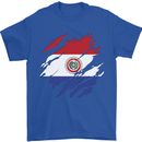 Torn Paraguay Flag Paraguayan Day Football Mens T-Shirt 100% Cotton Royal Blue
