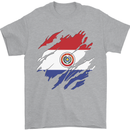 Torn Paraguay Flag Paraguayan Day Football Mens T-Shirt 100% Cotton Sports Grey