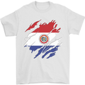 Torn Paraguay Flag Paraguayan Day Football Mens T-Shirt 100% Cotton White