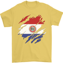 Torn Paraguay Flag Paraguayan Day Football Mens T-Shirt 100% Cotton Yellow
