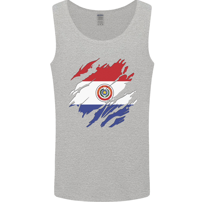 Torn Paraguay Flag Paraguayan Day Football Mens Vest Tank Top Sports Grey