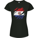 Torn Paraguay Flag Paraguayan Day Football Womens Petite Cut T-Shirt Black