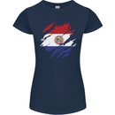 Torn Paraguay Flag Paraguayan Day Football Womens Petite Cut T-Shirt Navy Blue