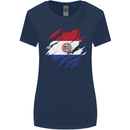 Torn Paraguay Flag Paraguayan Day Football Womens Wider Cut T-Shirt Navy Blue