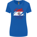 Torn Paraguay Flag Paraguayan Day Football Womens Wider Cut T-Shirt Royal Blue